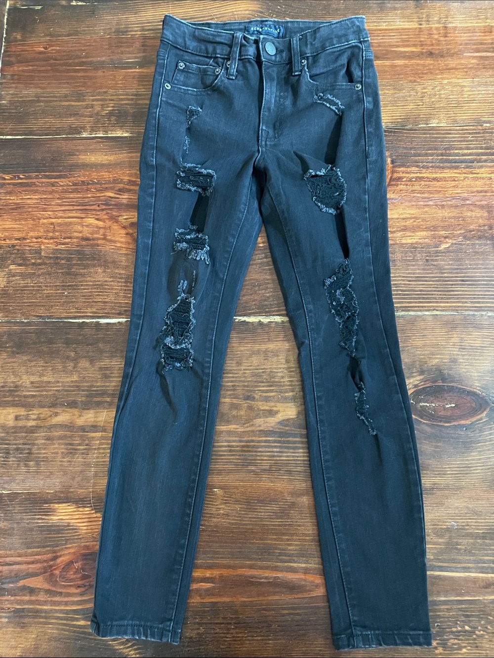Aeropostale Girls Black Distressed Skinny Jeans